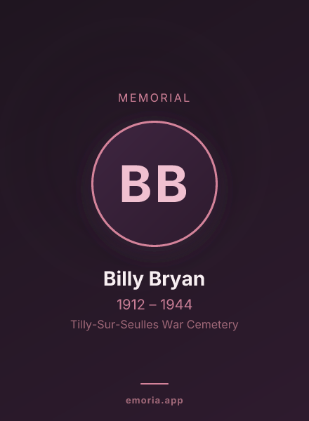Memorial portrait of Billy Bryan