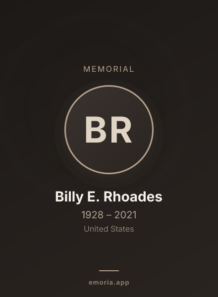 Memorial portrait of Billy E. Rhoades