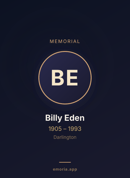 Memorial portrait of Billy Eden