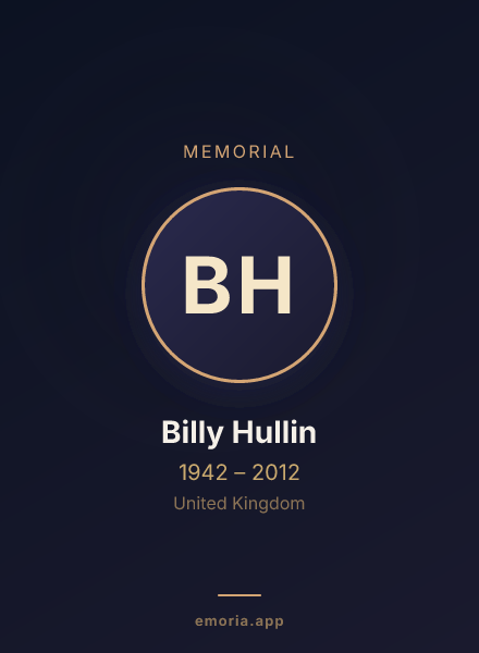 Memorial portrait of Billy Hullin