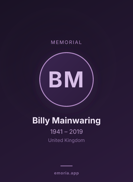 Memorial portrait of Billy Mainwaring