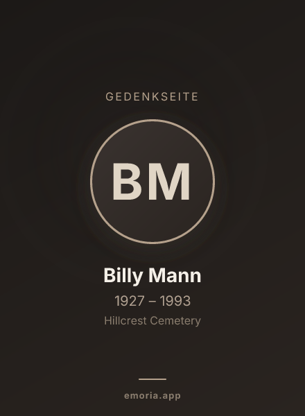 Gedenkportrait von Billy Mann