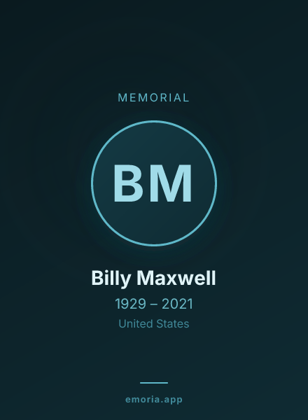 Memorial portrait of Billy Maxwell
