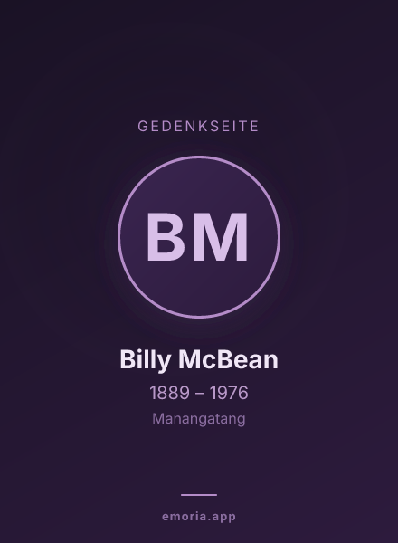 Gedenkportrait von Billy McBean