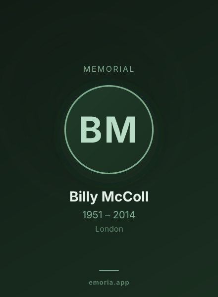 Memorial portrait of Billy McColl