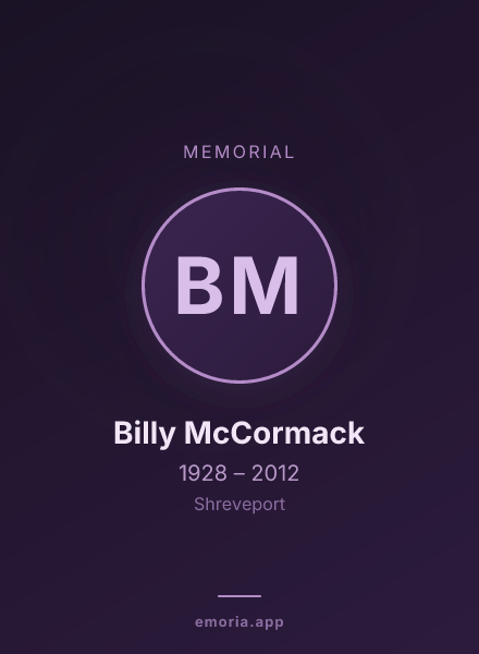 Memorial portrait of Billy McCormack