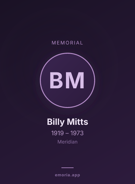 Memorial portrait of Billy Mitts