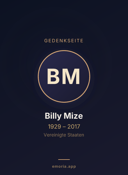 Gedenkportrait von Billy Mize