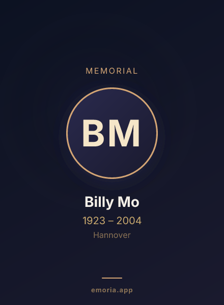 Memorial portrait of Billy Mo