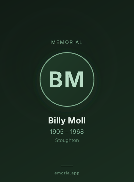 Memorial portrait of Billy Moll