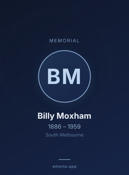 Memorial portrait of Billy Moxham