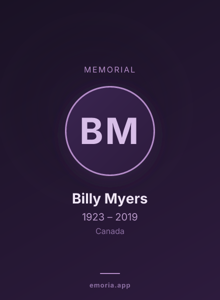 Memorial portrait of Billy Myers