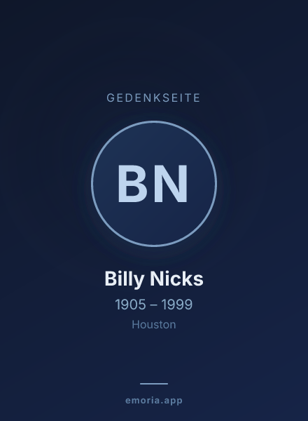 Gedenkportrait von Billy Nicks