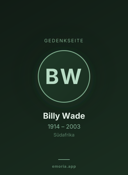 Gedenkportrait von Billy Wade