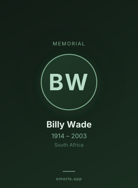 Memorial portrait of Billy Wade