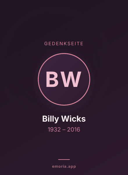 Gedenkportrait von Billy Wicks