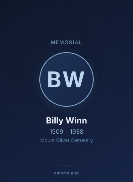 Memorial portrait of Billy Winn