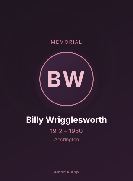 Memorial portrait of Billy Wrigglesworth
