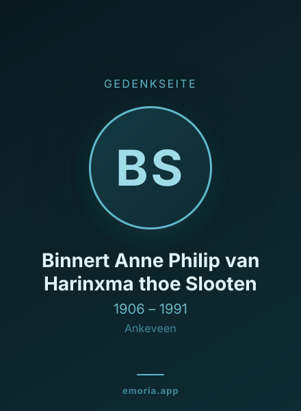 Gedenkportrait von Binnert Anne Philip van Harinxma thoe Slooten