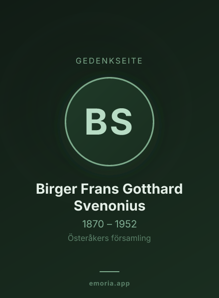 Gedenkportrait von Birger Frans Gotthard Svenonius