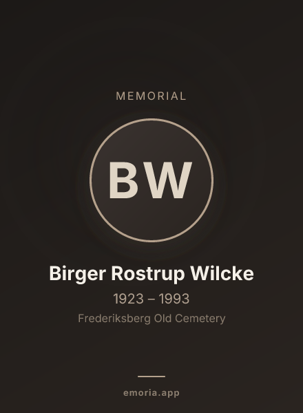 Memorial portrait of Birger Rostrup Wilcke