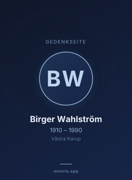 Gedenkportrait von Birger Wahlström