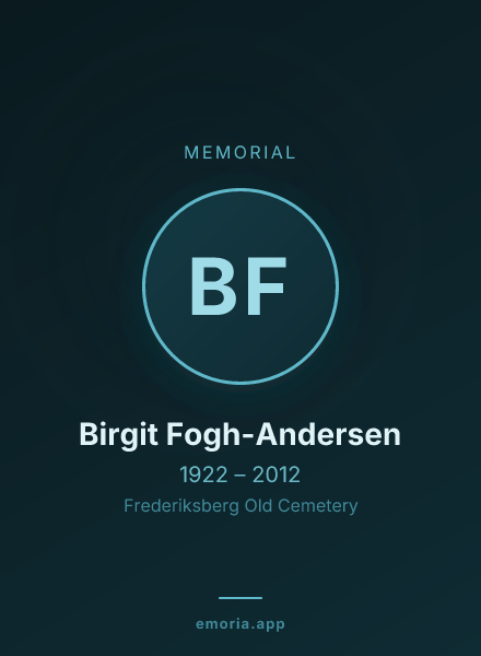 Memorial portrait of Birgit Fogh-Andersen