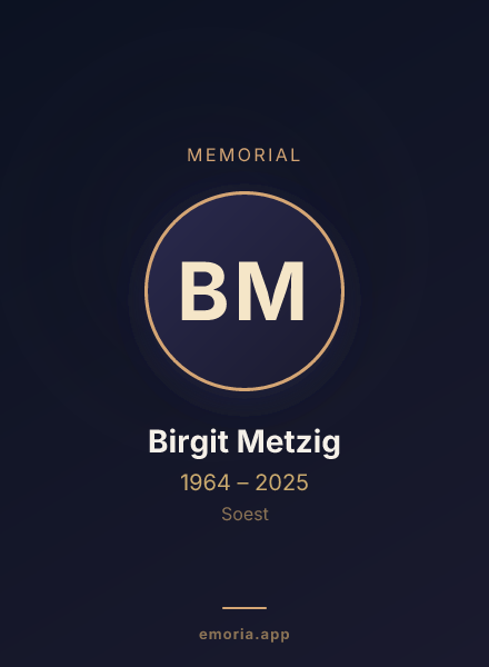 Memorial portrait of Birgit Metzig