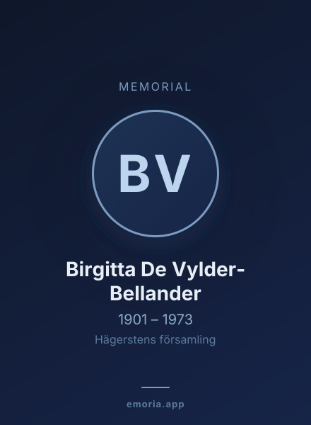 Memorial portrait of Birgitta De Vylder-Bellander