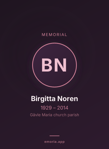 Memorial portrait of Birgitta Noren