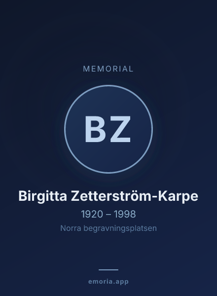 Memorial portrait of Birgitta Zetterström-Karpe