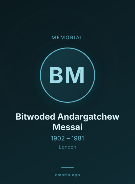 Memorial portrait of Bitwoded Andargatchew Messai