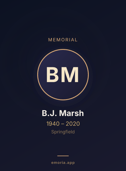 Memorial portrait of B.J. Marsh