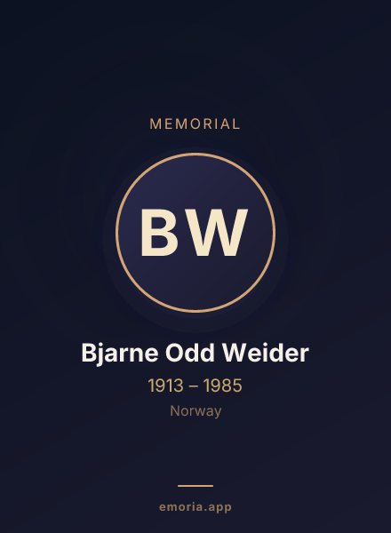 Memorial portrait of Bjarne Odd Weider