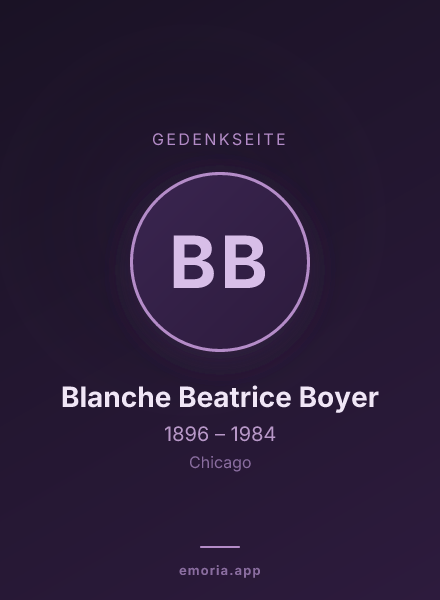 Gedenkportrait von Blanche Beatrice Boyer