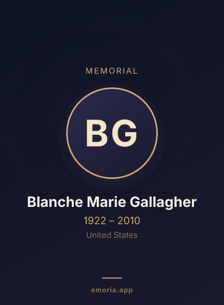 Memorial portrait of Blanche Marie Gallagher