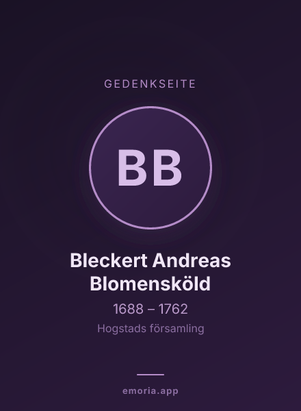 Gedenkportrait von Bleckert Andreas Blomensköld