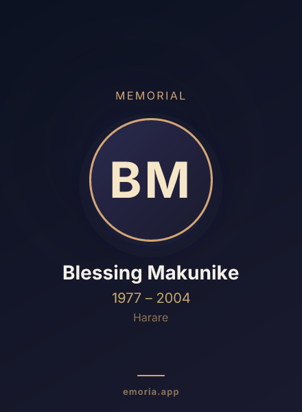 Memorial portrait of Blessing Makunike