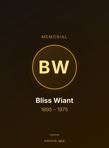 Memorial portrait of Bliss Wiant