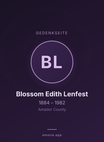 Gedenkportrait von Blossom Edith Lenfest