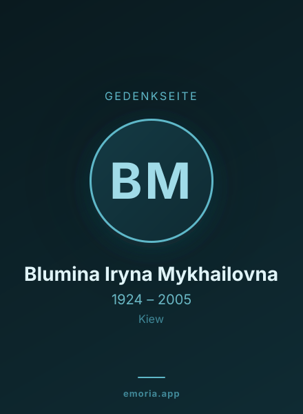 Gedenkportrait von Blumina Iryna Mykhailovna