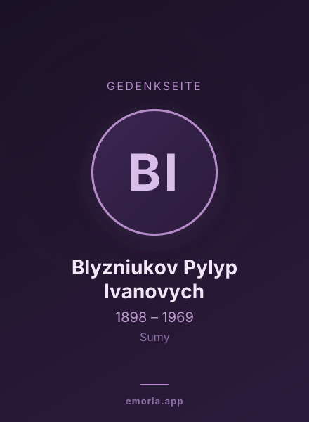 Gedenkportrait von Blyzniukov Pylyp Ivanovych