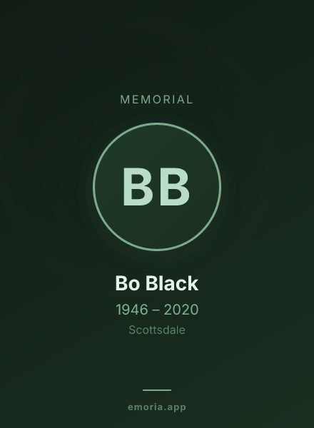 Memorial portrait of Bo Black