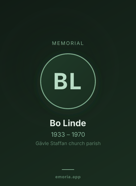 Memorial portrait of Bo Linde