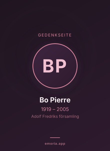 Gedenkportrait von Bo Pierre