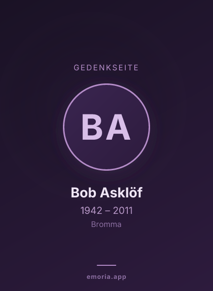 Gedenkportrait von Bob Asklöf
