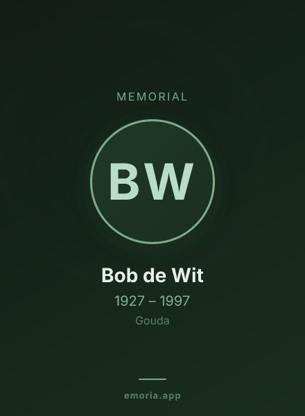 Memorial portrait of Bob de Wit