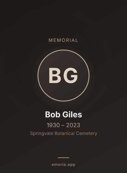 Memorial portrait of Bob Giles