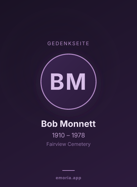 Gedenkportrait von Bob Monnett