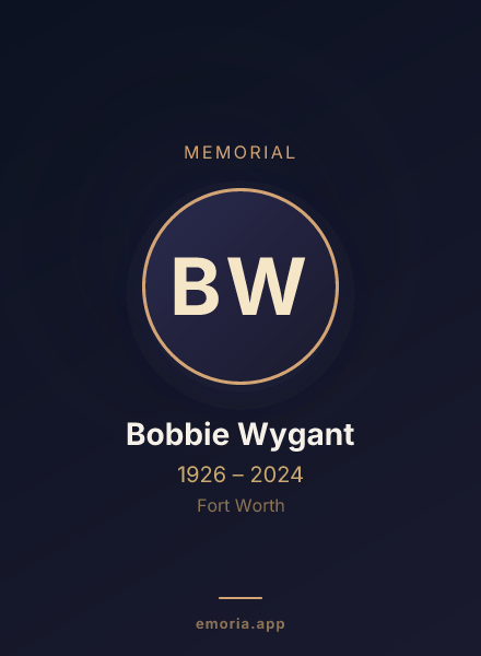 Memorial portrait of Bobbie Wygant